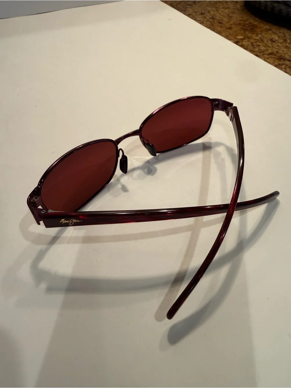 Like New Maui Jim Oval Sunglasses with Burgundy Lenses and Dark Frame